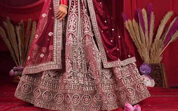 New_Semi_Stitiched_Velvet_Bridal_Lehenga_Choli