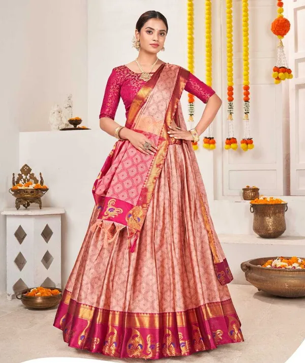 New_Semi_Stitiched_Banarasi_Lehenga_Choli