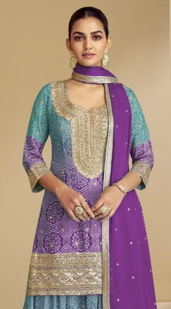 Latest_Semi_Stitched_Sharara_Suit_Top_Bottom_And_Duppatta