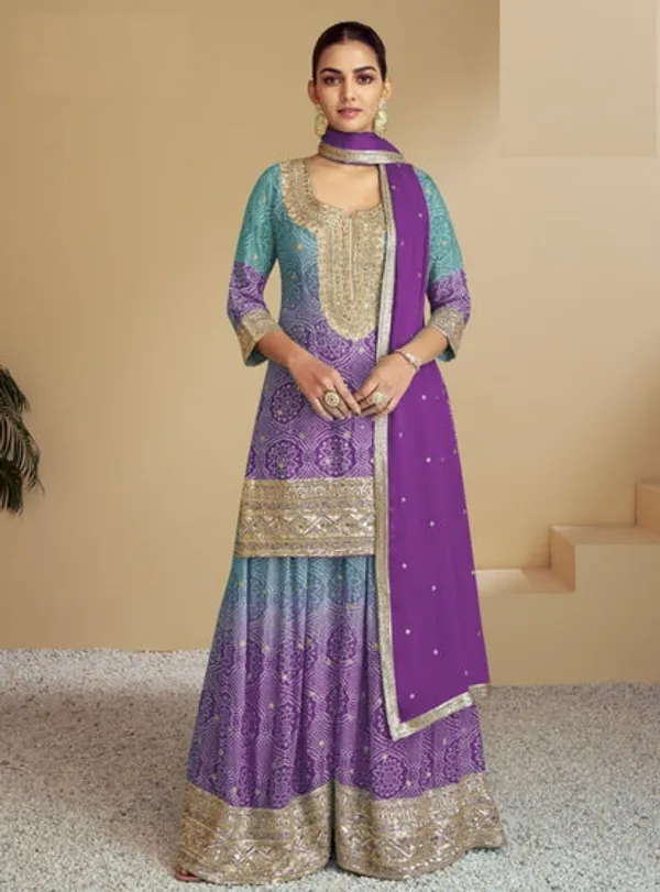 Latest_Semi_Stitched_Sharara_Suit_Top_Bottom_And_Duppatta