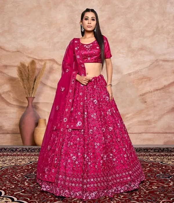 New_Semi_Stitiched_Netted_Lehenga_Choli