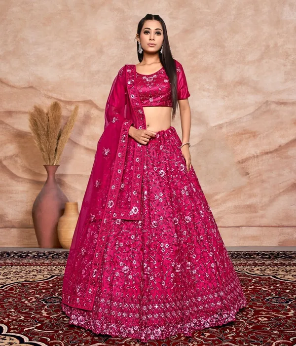 New_Semi_Stitiched_Netted_Lehenga_Choli