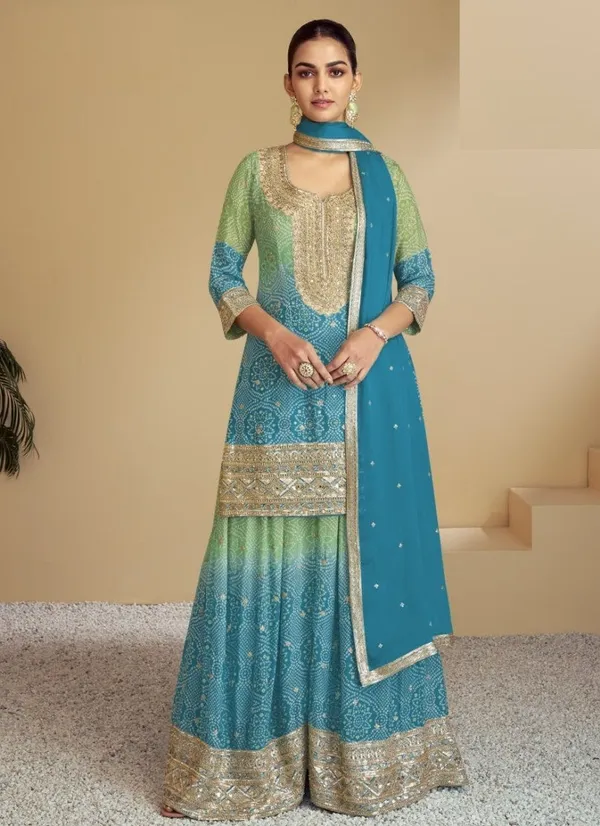 Latest_Semi_Stitched_Sharara_Suit_Top_Bottom_And_Duppatta