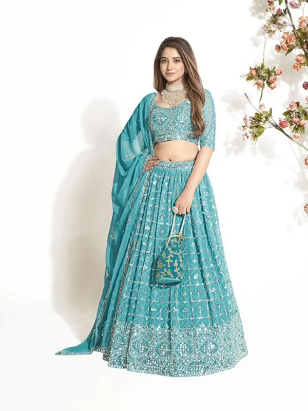 New_Semi_Stitiched_Georgette_Lehenga_Choli