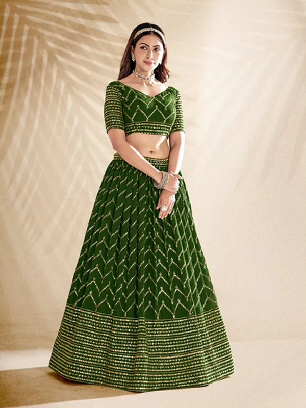 New_Semi_Stitiched_Georgette_Lehenga_Choli