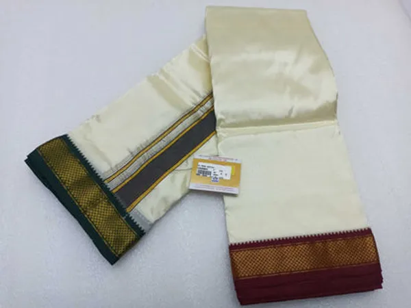 Raw_Silk_Dhothi_8_Yards_Dothi_X_4yards_Shalya_Ganga_Jamuna_1_Cm_Border