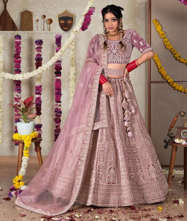 New_Semi_Stitiched_Velvet_Bridal_Lehenga_Choli