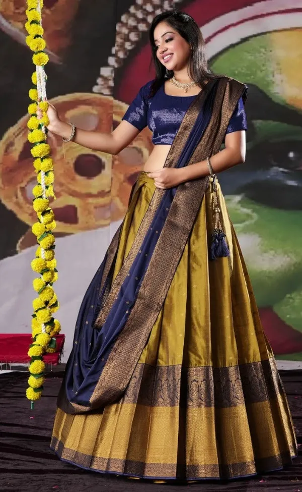 New_Semi_Stitiched_Banarasi_Lehenga_Choli