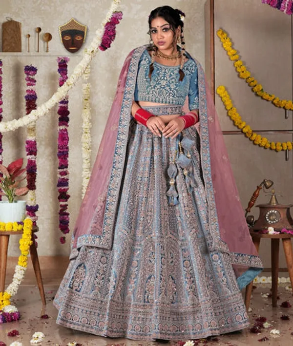 New_Semi_Stitiched_Velvet_Bridal_Lehenga_Choli