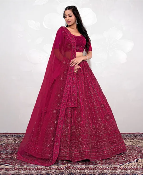 New_Semi_Stitiched_Netted_Lehenga_Choli