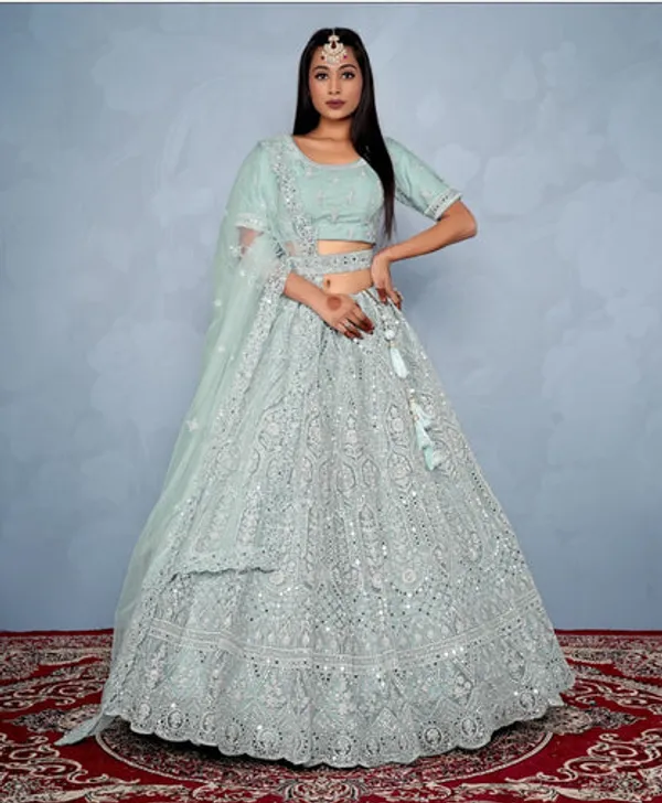 New_Semi_Stitiched_Netted_Lehenga_Choli