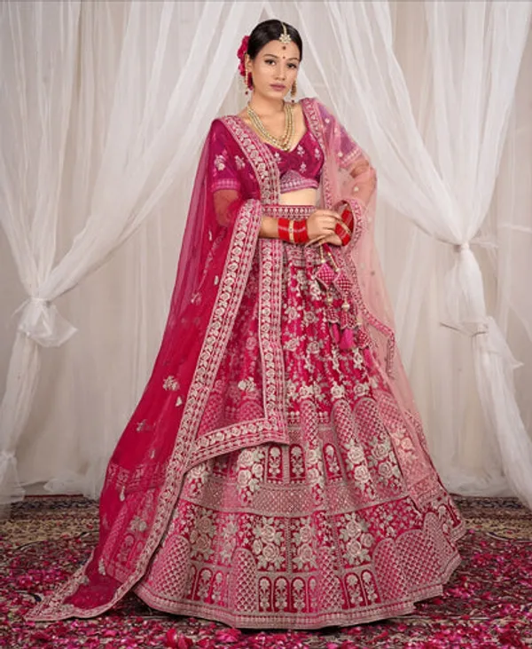 New_Semi_Stitiched_Velvet_Bridal_Lehenga_Choli