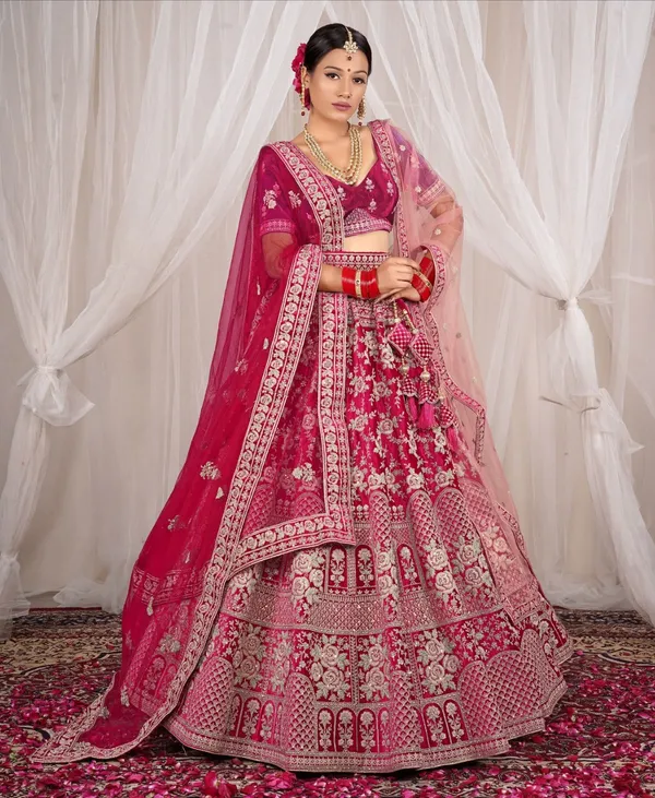 New_Semi_Stitiched_Velvet_Bridal_Lehenga_Choli