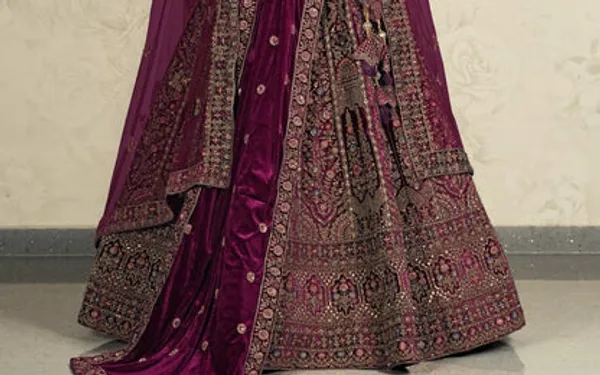 New_Semi_Stitiched_Velvet_Bridal_Lehenga_Choli
