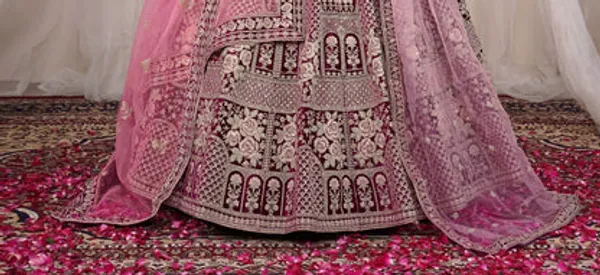 New_Semi_Stitiched_Velvet_Bridal_Lehenga_Choli