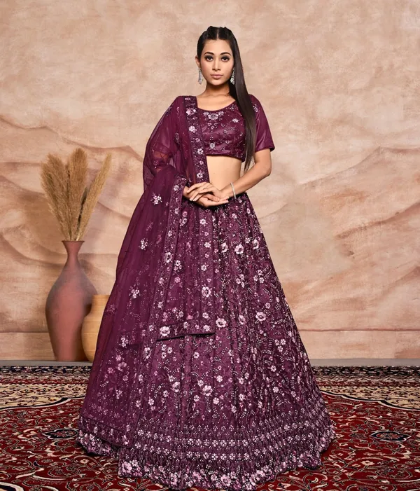 New_Semi_Stitiched_Netted_Lehenga_Choli