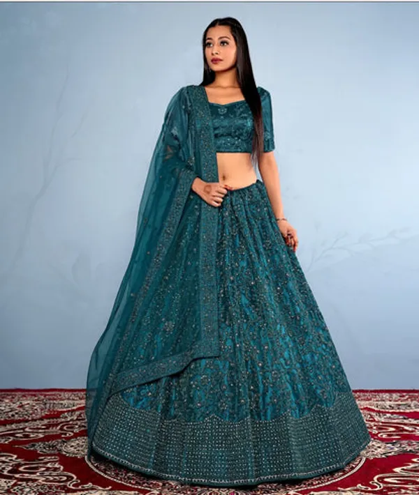 New_Semi_Stitiched_Netted_Lehenga_Choli