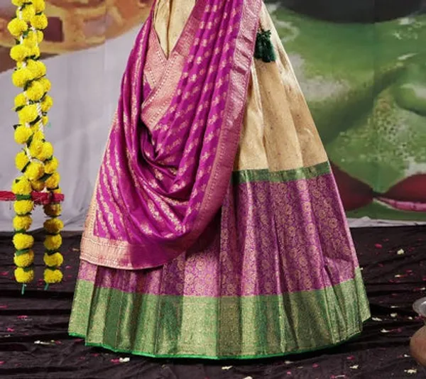New_Semi_Stitiched_Banarasi_Lehenga_Choli