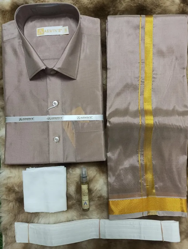Art_Silk_Dothi_Set_Shirt_Dothi_Kerchief_Belt_3_In_1_Small_Border