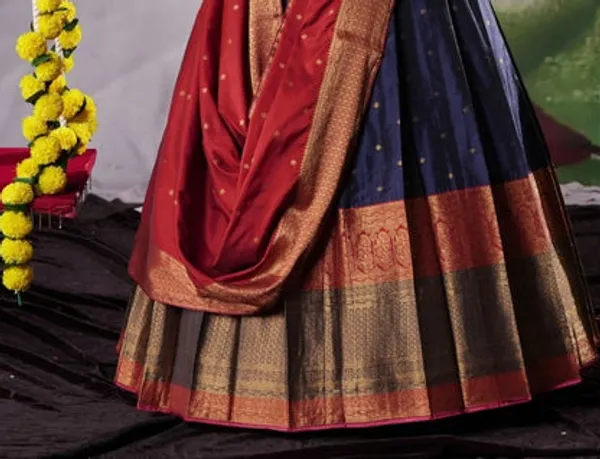 New_Semi_Stitiched_Banarasi_Lehenga_Choli