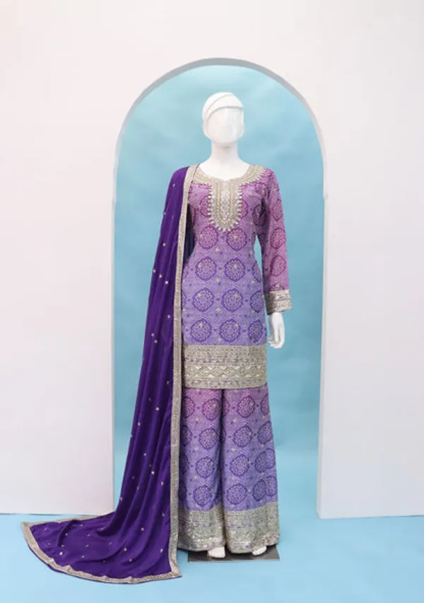 Latest_Semi_Stitched_Sharara_Suit_Top_Bottom_And_Duppatta