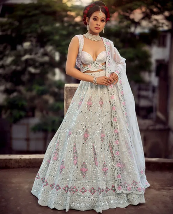 New_Semi_Stitiched_Netted_Lehenga_Choli