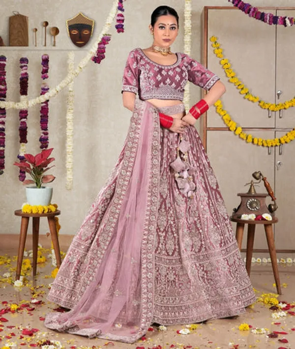 New_Semi_Stitiched_Velvet_Bridal_Lehenga_Choli