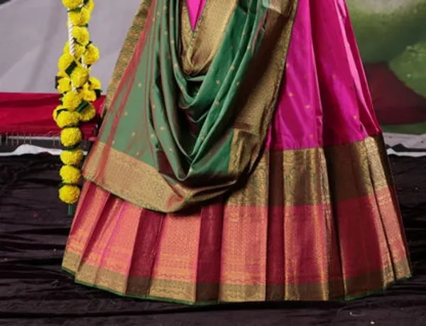 New_Semi_Stitiched_Banarasi_Lehenga_Choli
