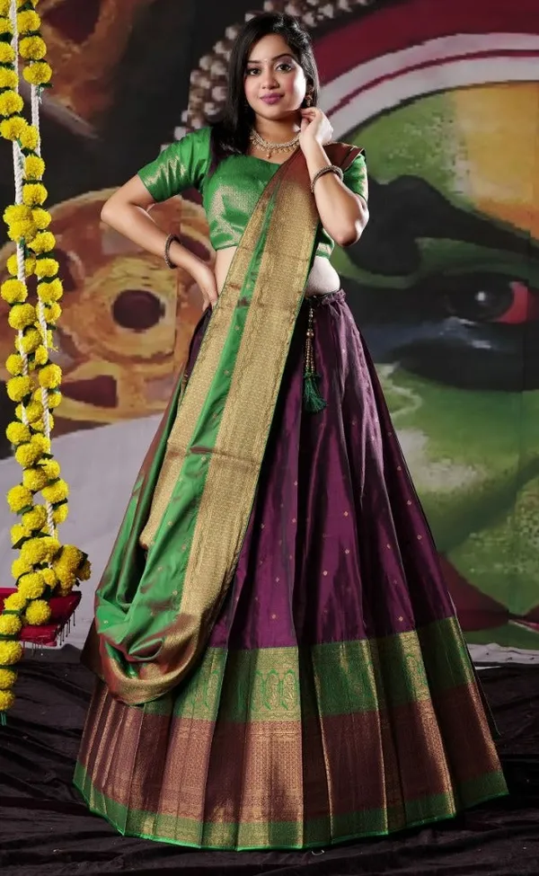 New_Semi_Stitiched_Banarasi_Lehenga_Choli