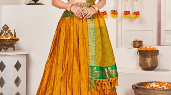 New_Semi_Stitiched_Banarasi_Lehenga_Choli