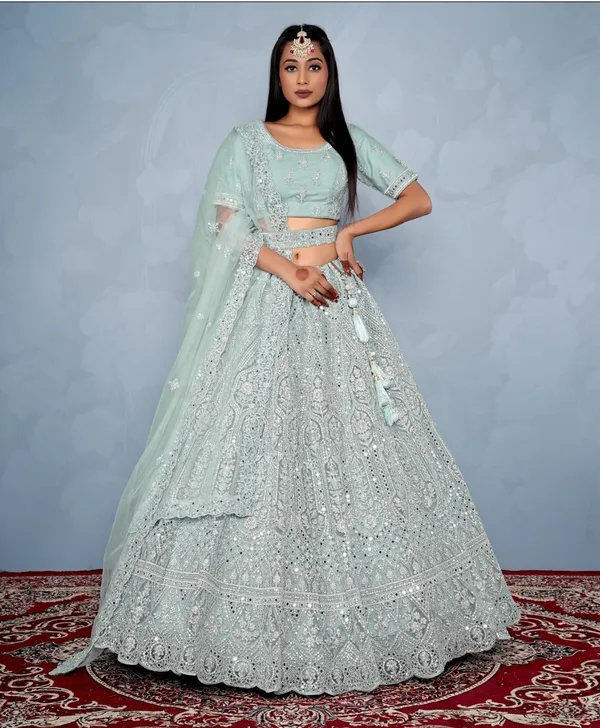 New_Semi_Stitiched_Netted_Lehenga_Choli