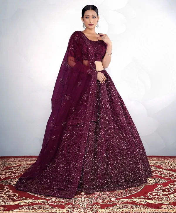 New_Semi_Stitiched_Netted_Lehenga_Choli
