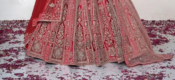 New_Semi_Stitiched_Velvet_Bridal_Lehenga_Choli
