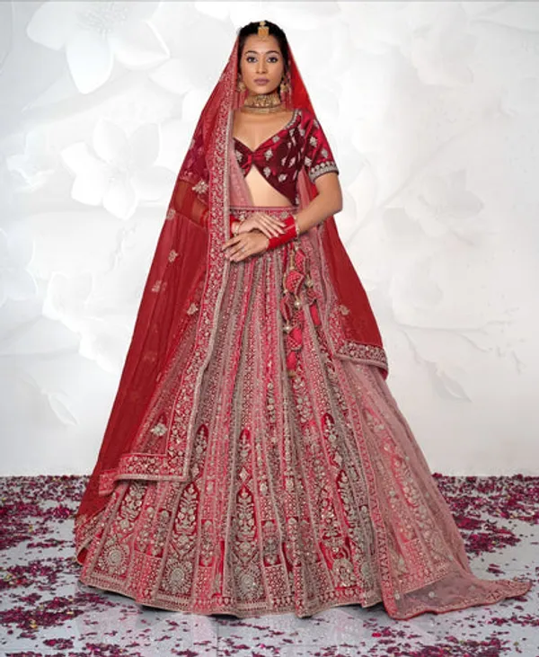 New_Semi_Stitiched_Velvet_Bridal_Lehenga_Choli