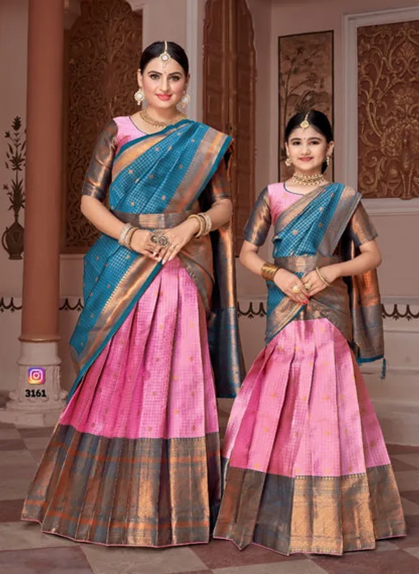 Readymade_Art_Silk_Lehenga_With_Silk_Duppatta_Mother_And_Daughter