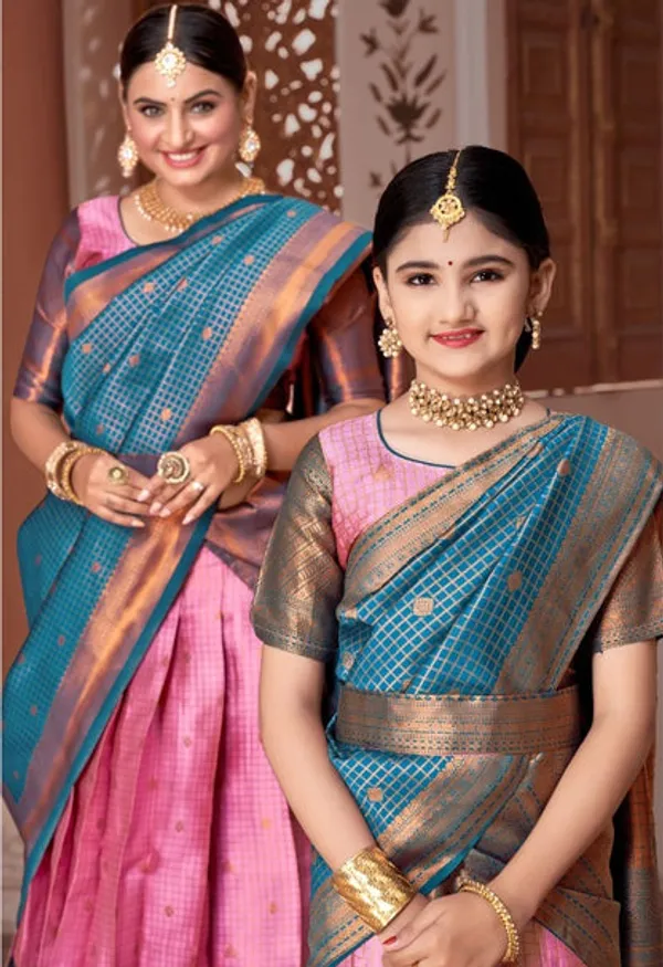 Readymade_Art_Silk_Lehenga_With_Silk_Duppatta_Mother_And_Daughter