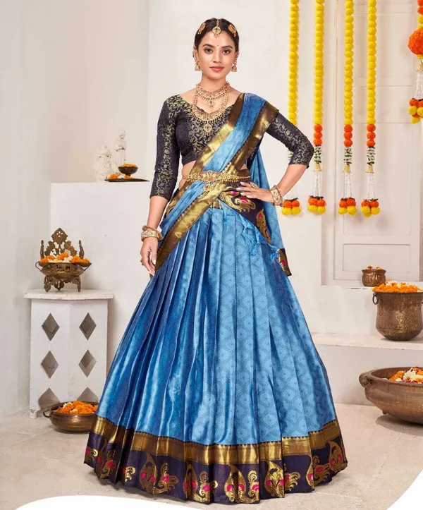 New_Semi_Stitiched_Banarasi_Lehenga_Choli