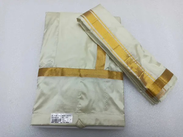100_Pure_Silk_Ready_Dhothi_With_Shalya_1_Cm_Border_Gold_Jari