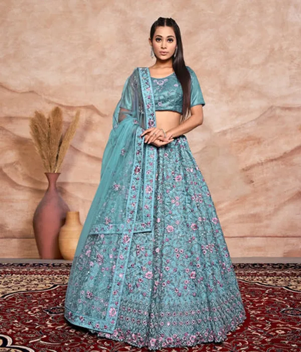 New_Semi_Stitiched_Netted_Lehenga_Choli