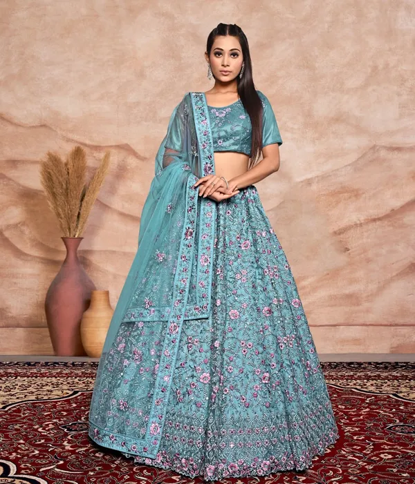 New_Semi_Stitiched_Netted_Lehenga_Choli