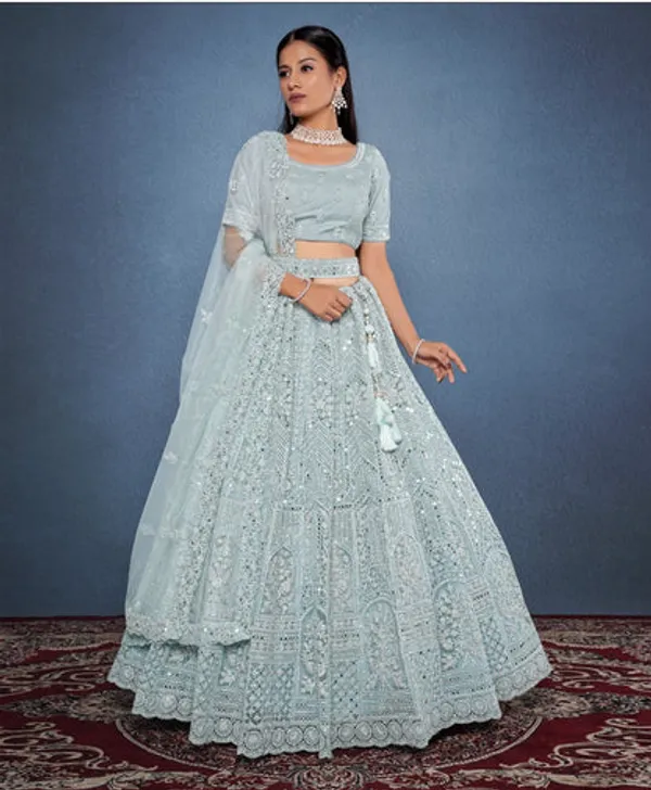 New_Semi_Stitiched_Netted_Lehenga_Choli