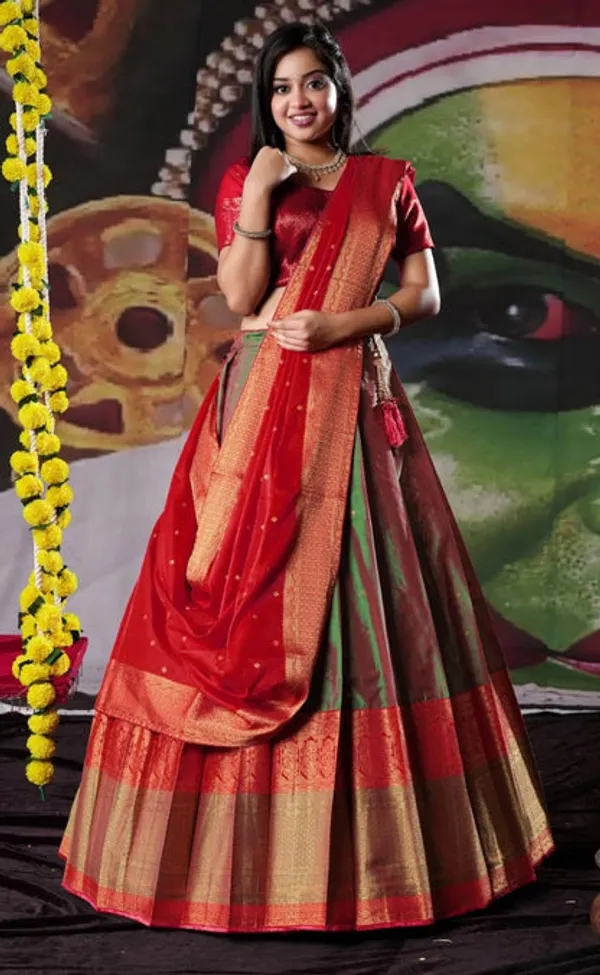 New_Semi_Stitiched_Banarasi_Lehenga_Choli