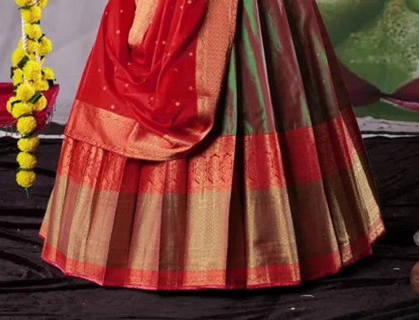 New_Semi_Stitiched_Banarasi_Lehenga_Choli