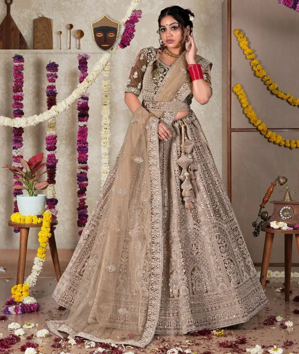 New_Semi_Stitiched_Velvet_Bridal_Lehenga_Choli