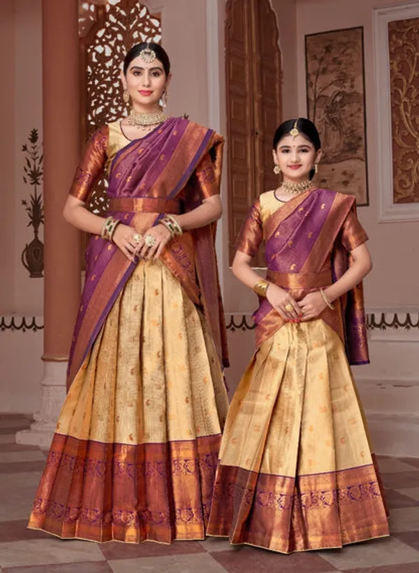 Readymade_Art_Silk_Lehenga_With_Silk_Duppatta_Mother_And_Daughter