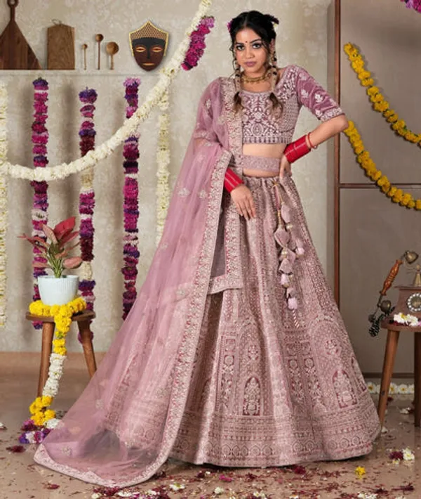 New_Semi_Stitiched_Velvet_Bridal_Lehenga_Choli