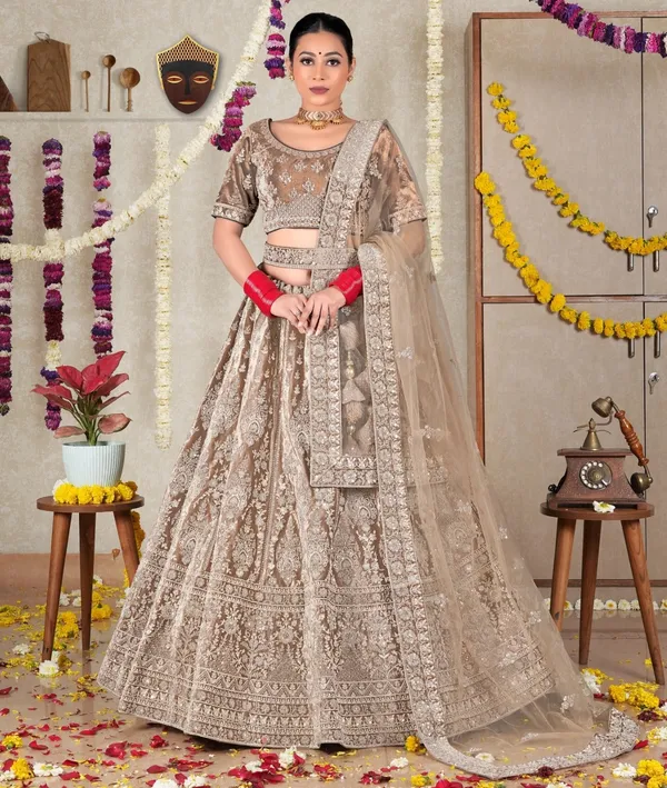 New_Semi_Stitiched_Velvet_Bridal_Lehenga_Choli