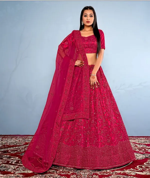 New_Semi_Stitiched_Netted_Lehenga_Choli
