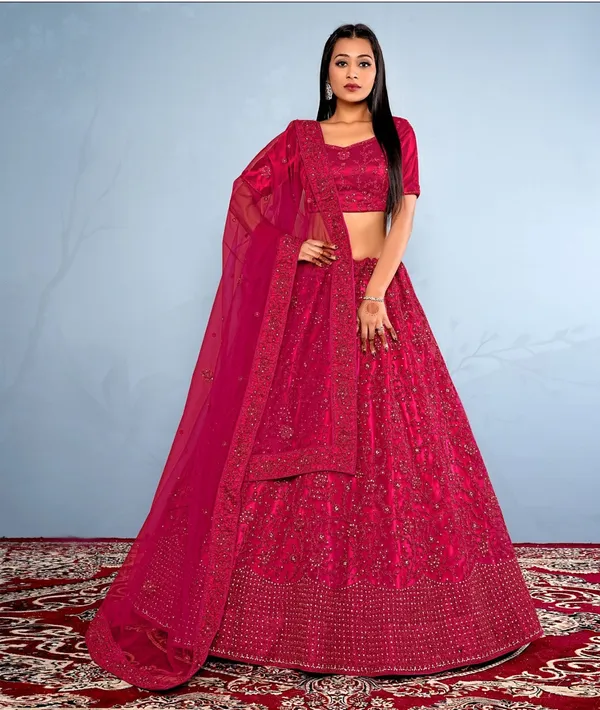 New_Semi_Stitiched_Netted_Lehenga_Choli