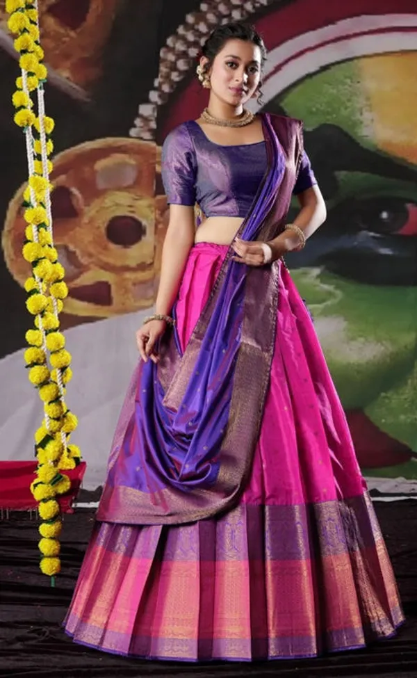 New_Semi_Stitiched_Banarasi_Lehenga_Choli